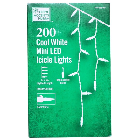 Home Accents Holiday Other - Home Accents Holiday Lights 200 Cool White Mini LED Icicle Indoor/Outdoor NIB